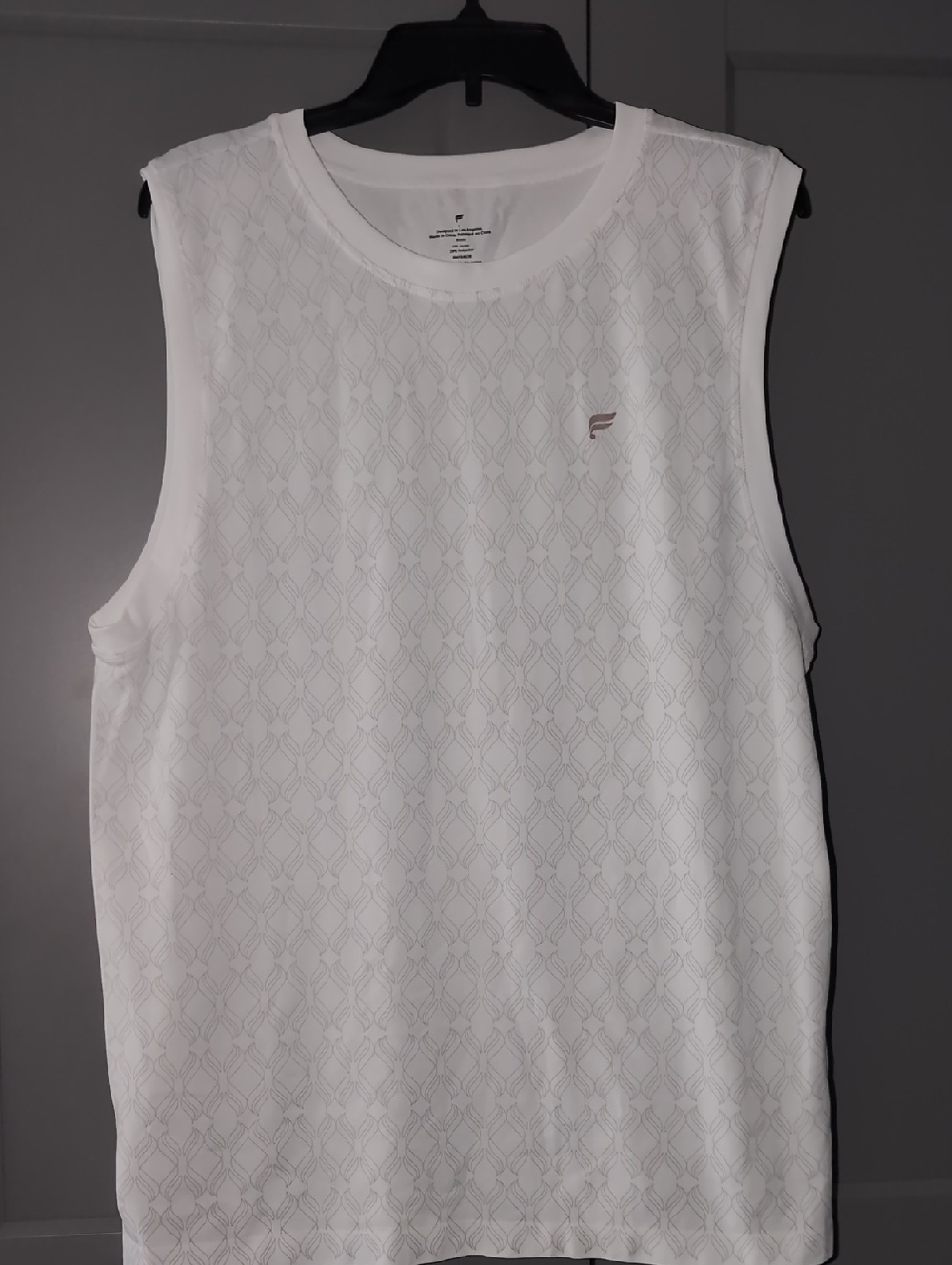 Fabletics White Muscle Tank with Diamond Texture